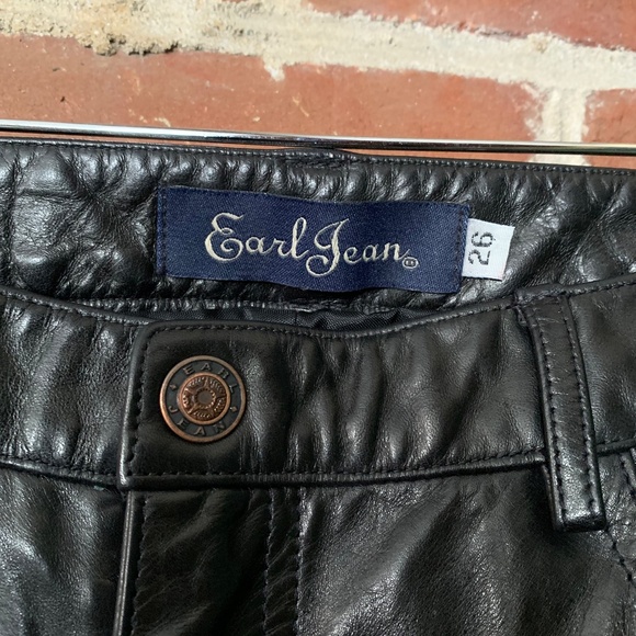 Vintage Earl Jeans Black Leather Pants Size 26 - Picture 5 of 7